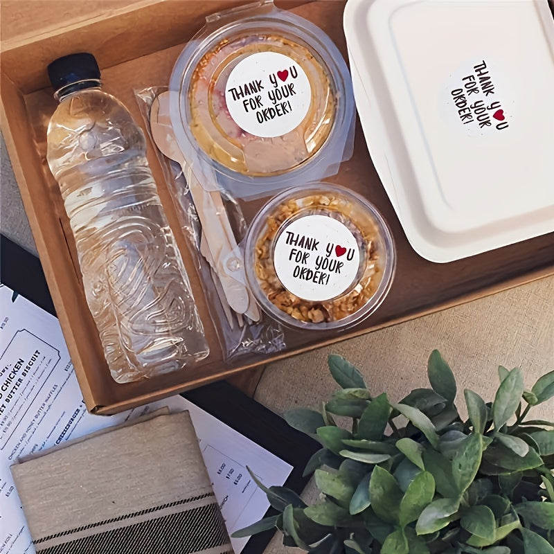 500pcs 1-Inch 'Thank You for Your Order' Stickers - Easy Peel White Labels for Business Packaging & Customer Appreciation